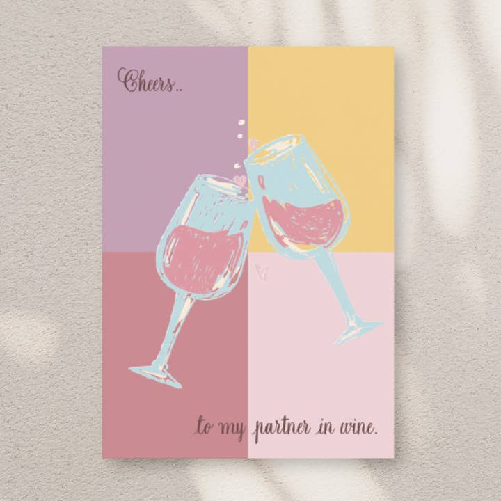 Cheers to my partner i wine - kort for engroshandel hos Kortspecialisten