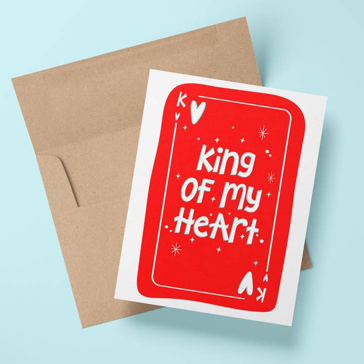 King of my Heart Valentine's Day Card - Playing Card Design for wholesale by Wee Birdy