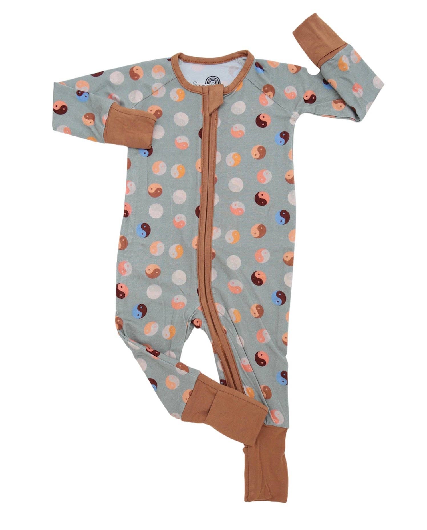 Sunshine Luckies - Wholesale Sleepsuit - Baby - Yin Yang Sage Harmony Zippy Bamboo Pajamas0