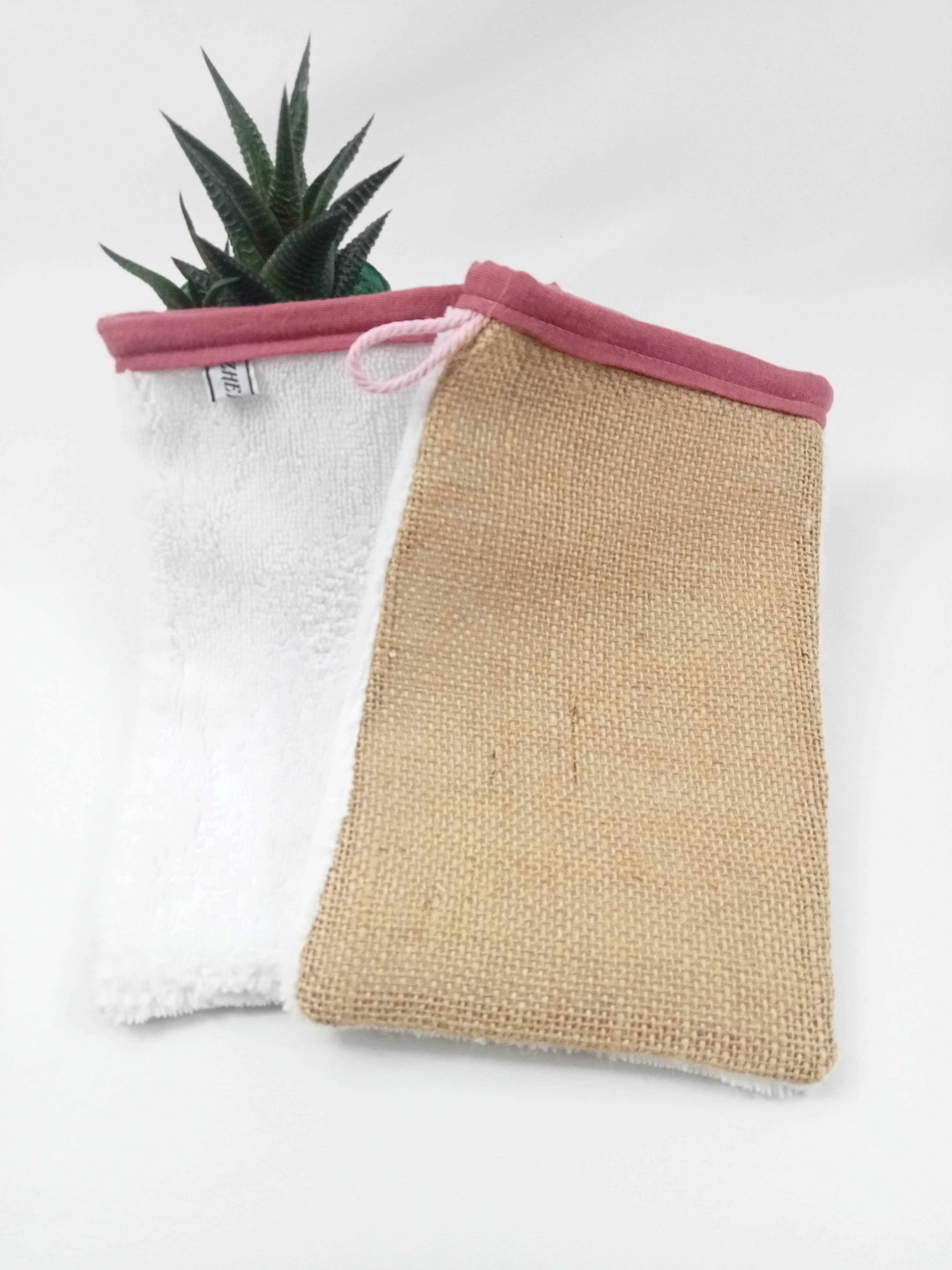 raspberry Bamboo glove and double gauze jute fabric for wholesale on Faire