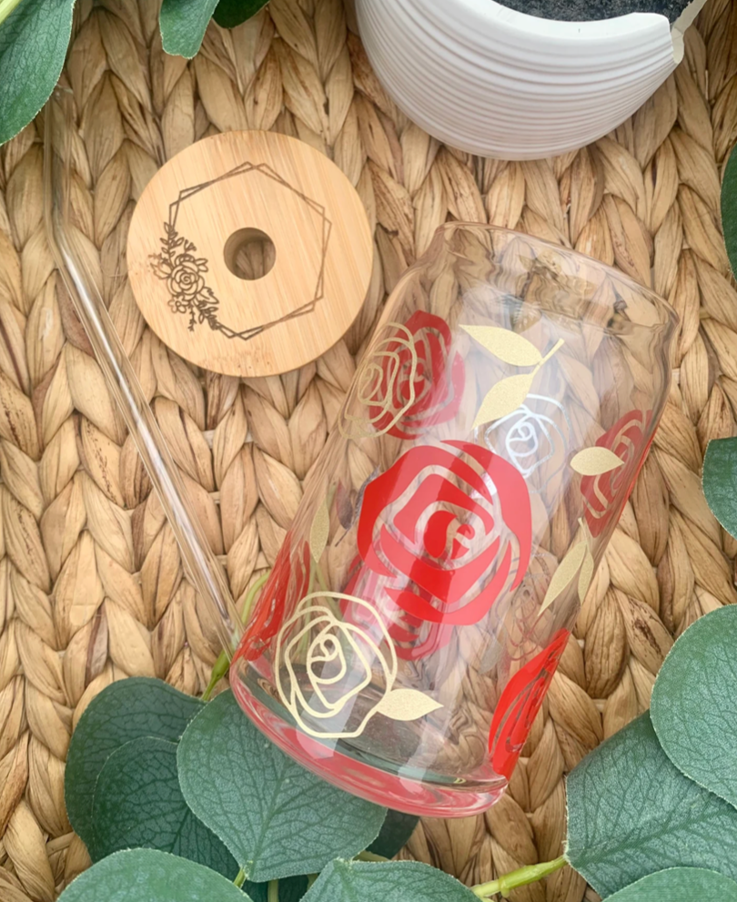 Bonita Bella Creations - Wholesale Drinking Glass/Cup - Rose Beer Can Glass, Libbey Glass, 16oz or 20oz3