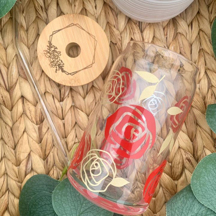 Bonita Bella Creations - Wholesale Drinking Glass/Cup - Rose Beer Can Glass, Libbey Glass, 16oz or 20oz3