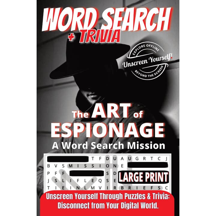 Unscreen Yourself! - Wholesale Puzzle - Adult - The Art of Espionage – Spy-Themed Word Search with Trivia