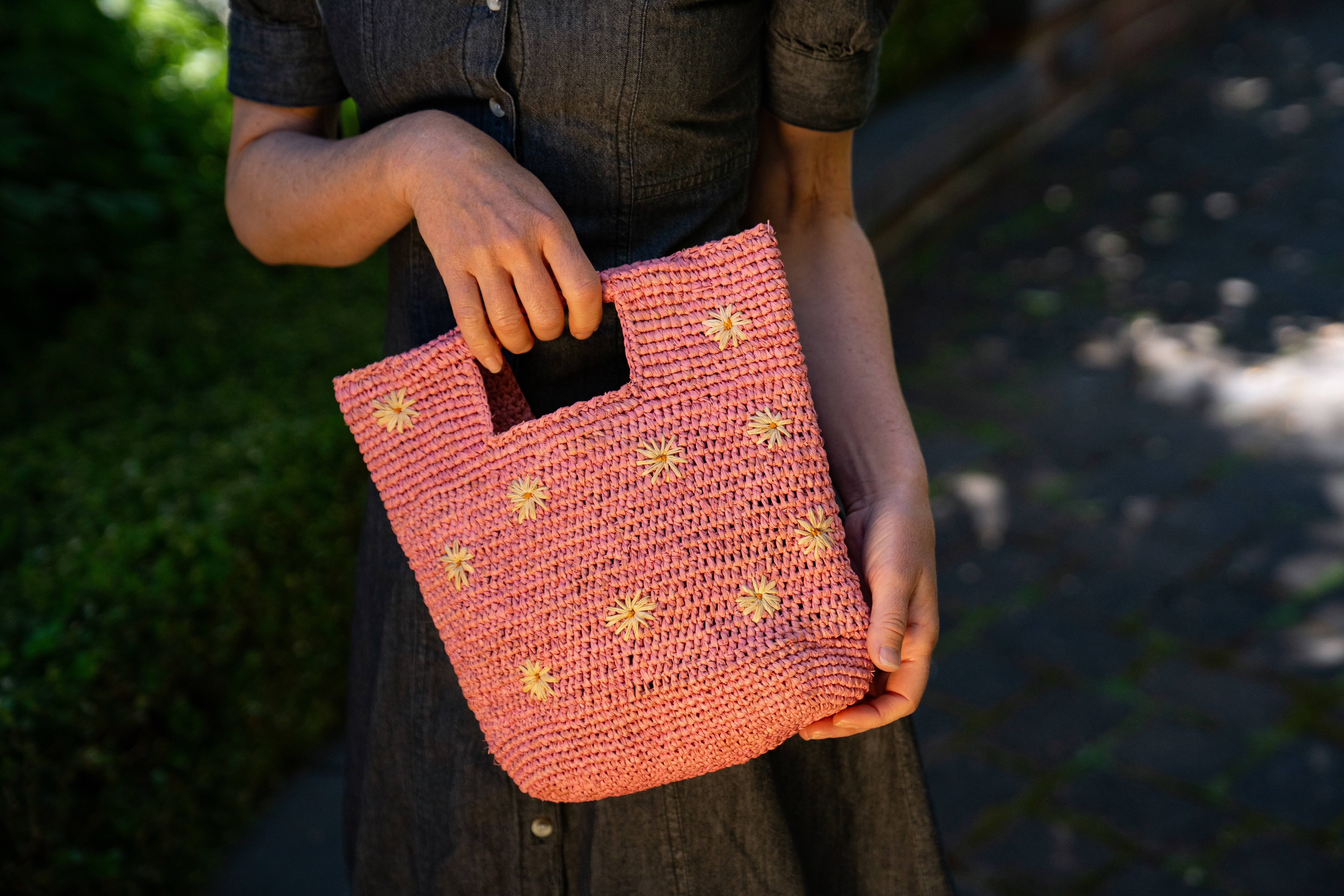 Shebobo - Wholesale Beach Bag - Mini ConCon Daisy Flower Crochet Petite Straw Basket Handbag9