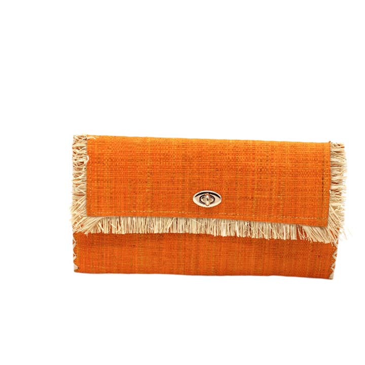 Shebobo - Vente Pochette – femme - Pochette Sophie en paille avec bordure à franges brutes16