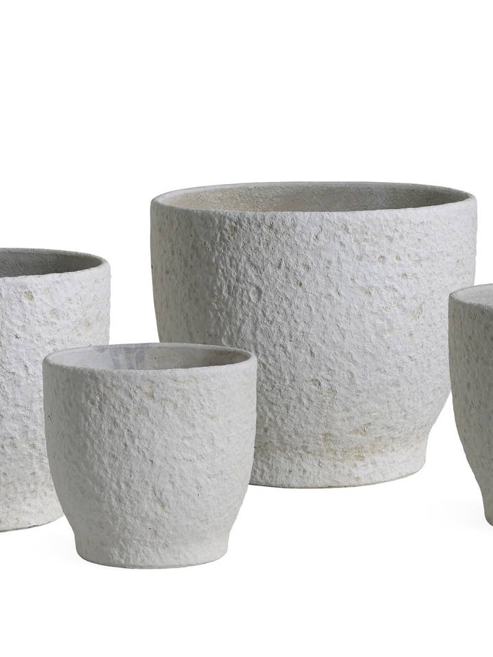 Lava GRC Cement Round Planter Set of 4 – White for wholesale by The Farmer's Daughter