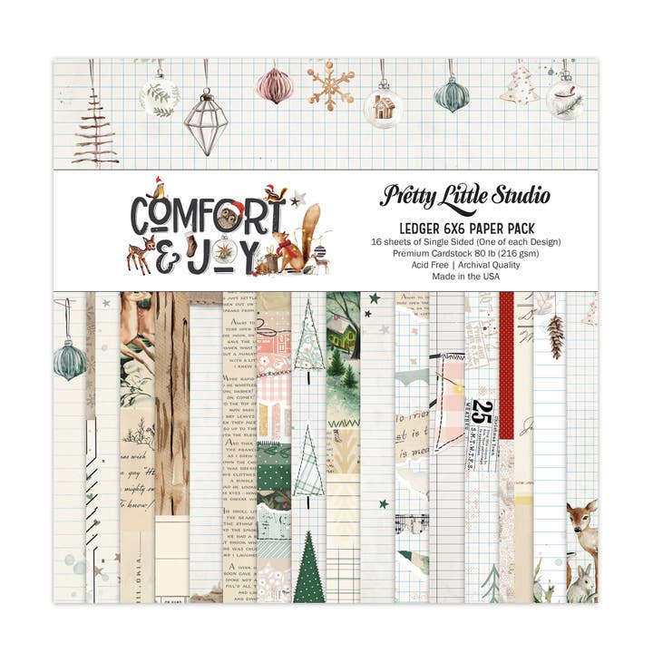 Comfort & Joy LEDGER 6x6 enkelsidigt papperspaket | Skog, vinter, rådjur för wholesale av Pretty Little Studio