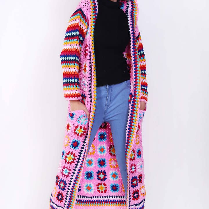 Womens Long Hooded Crochet with Pockets for wholesale by Miniapparels