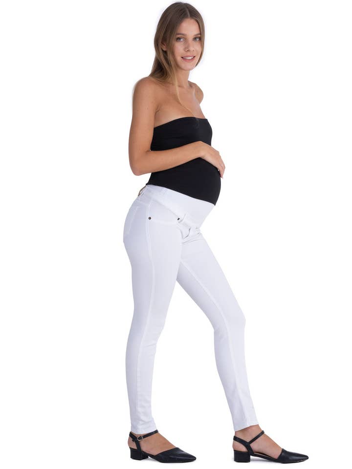 Weiße Schwangerschaftsjeans mit schmaler Passform für den Großhandel von Reduce
