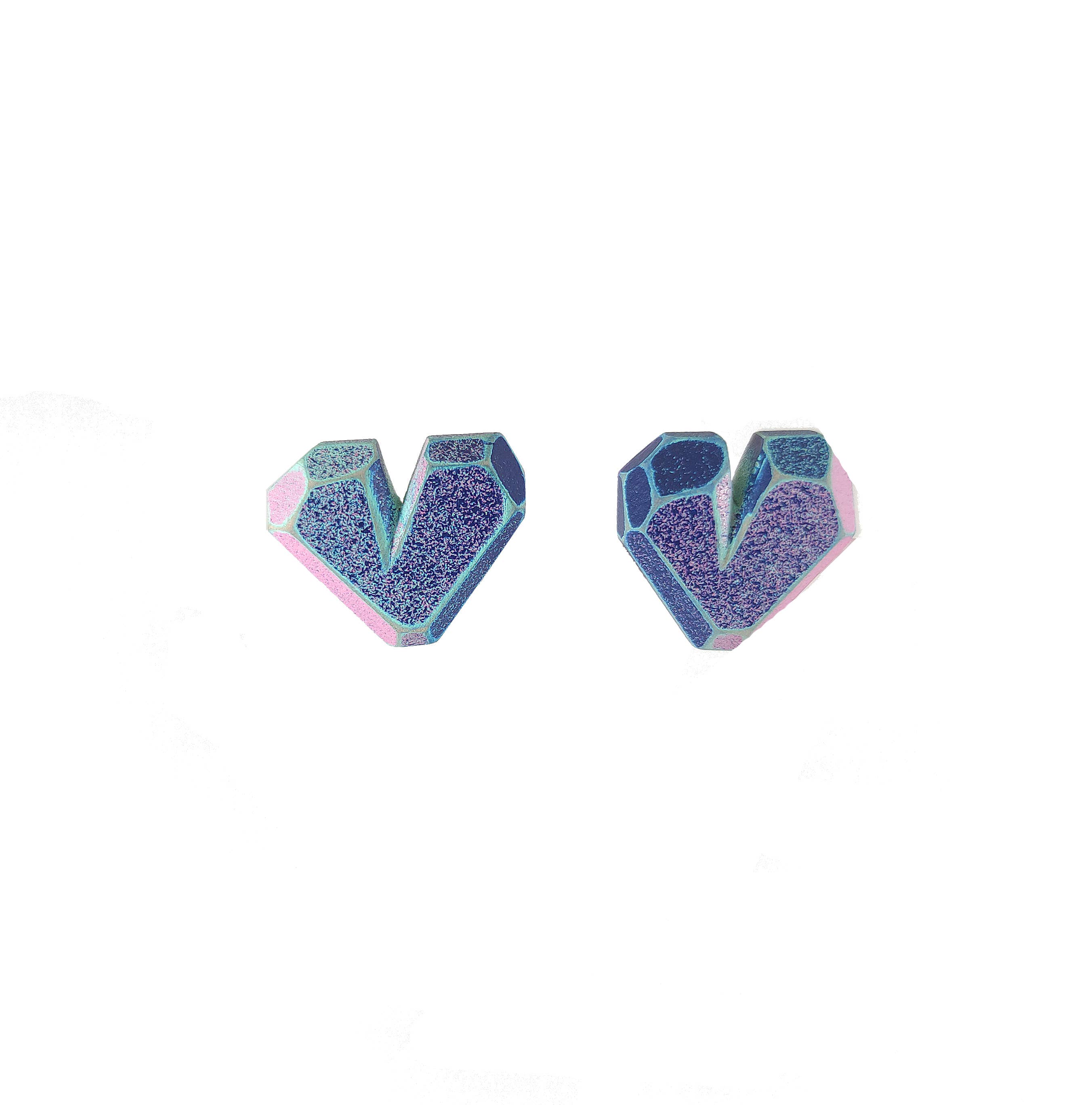 Eva Burton Maker - Wholesale Stud/Post Earrings - The Wood Hearts Studs
