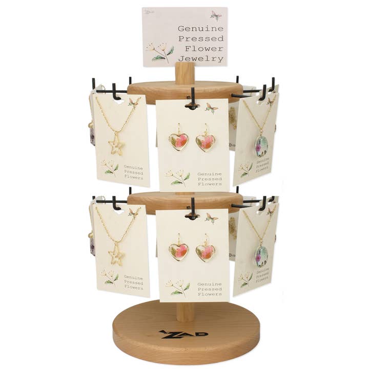 Dried Flower Necklace & Earrings 2 Tier Spinning Display for wholesale by ZAD