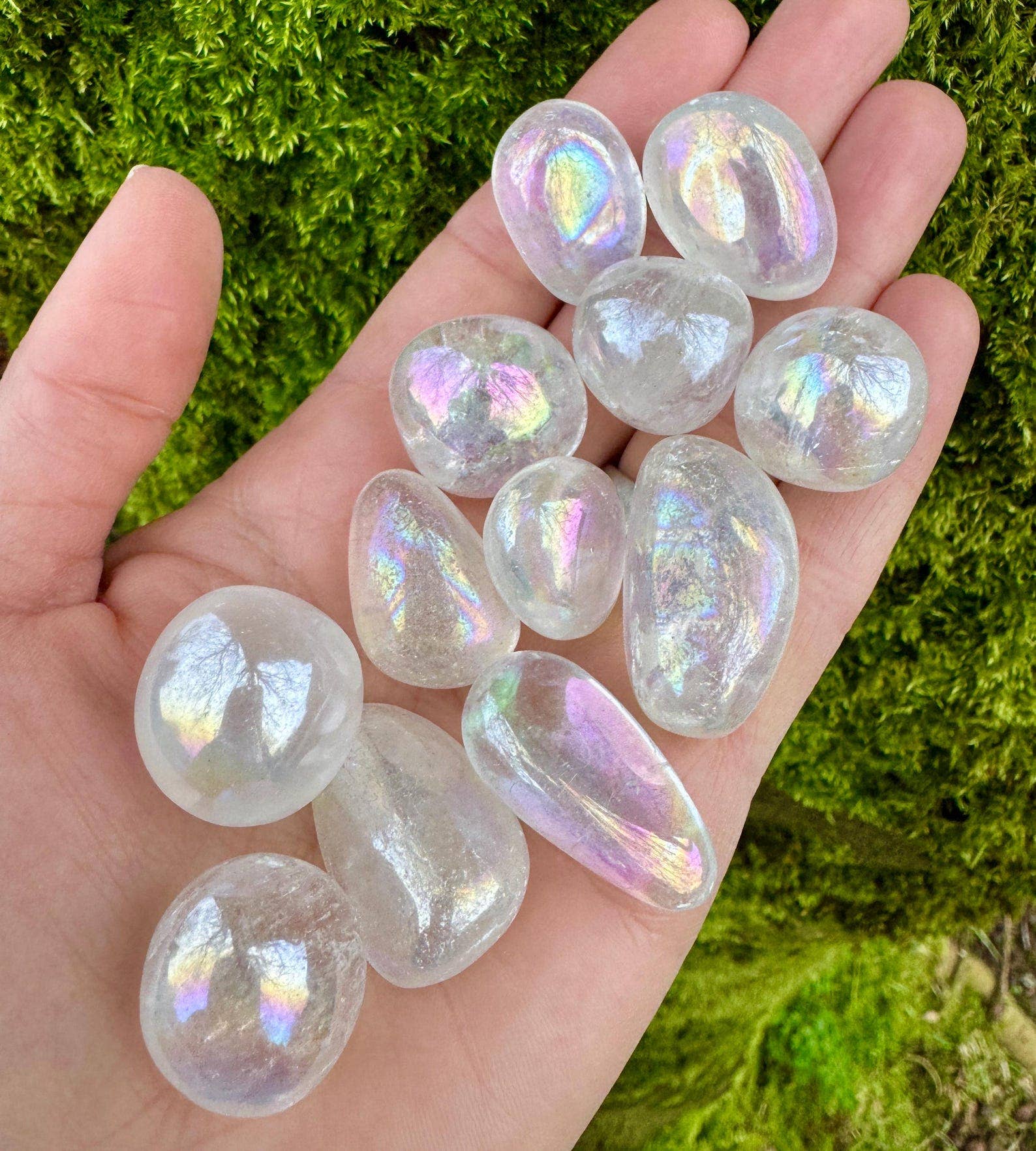 Elf Kendal Hippies – wholesale Andlig sten/kristall – Ängelaura 15-25 mm trumlad aurakvarts 0,6-1 tum polerad ädelsten1