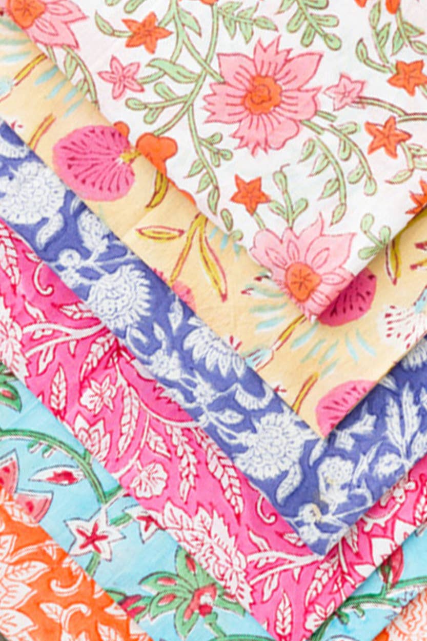 Sevya Handmade - Wholesale Dinner & Cloth Napkin - Floral Block Print Napkins, Set of 63