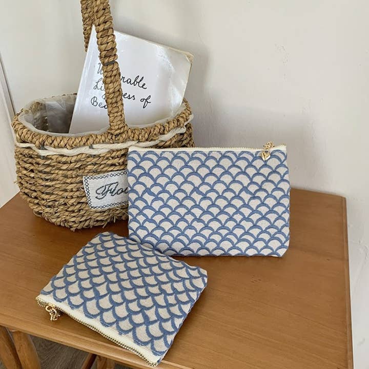 Funkyrel® Atzbranding Limited - Wholesale Makeup/Cosmetic Bag - Cosbai - Minimalist Blue-White Pouch & Makeup Bag4