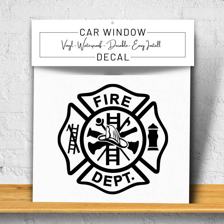 Fire Fighter Vinyl Window Decal 6" (Black, Retail Packaging) for wholesale by Megabella Creations