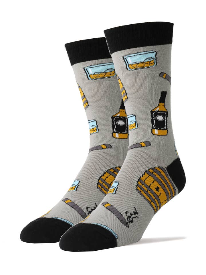 Oooh Yeah/Sock It Up/Oooh Geez Slippers - Wholesale Socks - Men's - Whiskey Me | Men's Cotton Crew Funny Socks0
