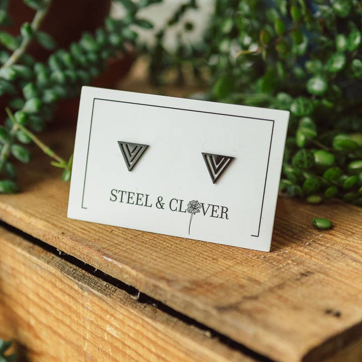 Steel & Clover - Wholesale Stud/Post Earrings - Pinnacle Triangle Stud Earrings
