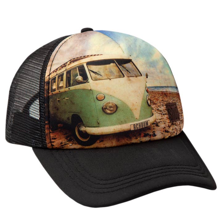 Foam Mesh Snapback Photo Trucker Hat, Bus for wholesale by Shüe Hat Co