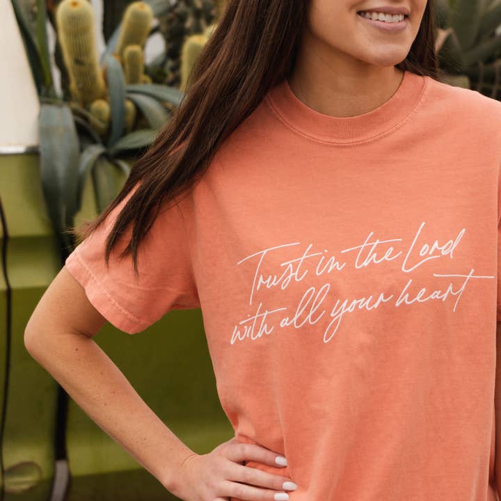 The Anastasia Co - Wholesale Screen Printed T-Shirt - Women's - Trust in the Lord Tee - Peach3