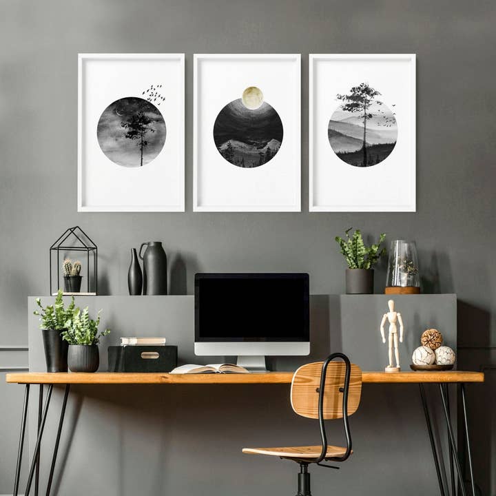 Nordic wall decor for office | set of 3 wall art prints for wholesale by About Wall Art