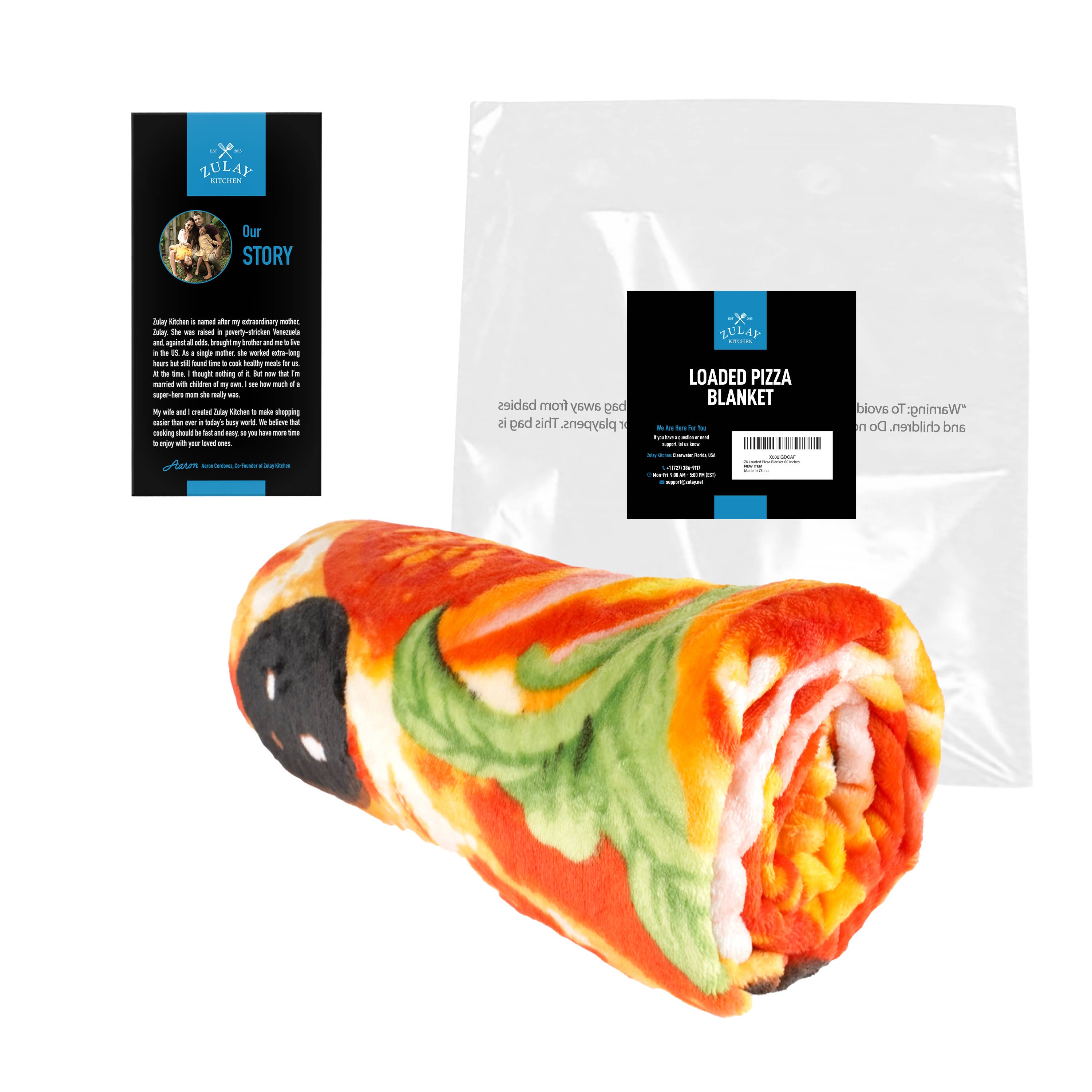 Zulay Kitchen - Wholesale Throw Blanket - Novelty Big Pizza Blanket - Premium Soft Flannel9