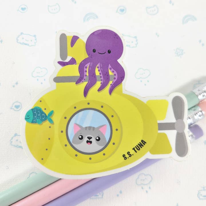 Cat Submarine Sticker for wholesale by FunUsual Suspects