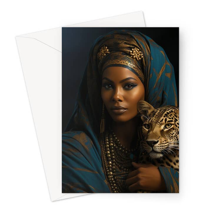 Leopard Luxe Lady Glamorous Empress Greeting Card for wholesale by D'Sare