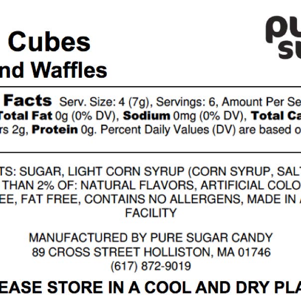 Pure Sugar Candy - Wholesale Hard Candy - Maple Syrup & Waffles - Hard Candy Cubes