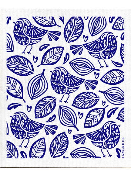 Swedish Dishcloth - Robins - Blue for wholesale by Jangneus