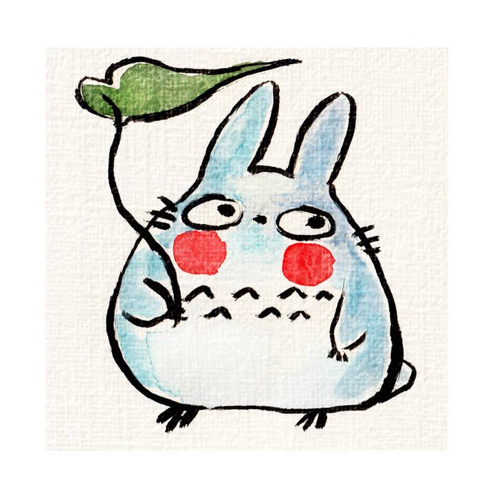 Rebekah Evans Art - Wholesale Art Print - Mini Print - "Lil' Blue Totoro" 4x4"0