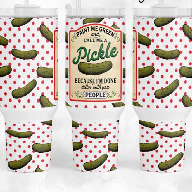 Paint Me Green and Call Me A Pickle 40oz Tumbler with Handle for wholesale by JAC Wholesale