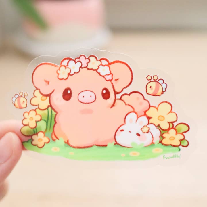 Highland Cow Vinyl Sticker (Transparent) for wholesale by Fuwuffle