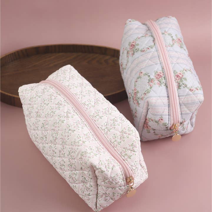 Assorted Quilted Floral Design Cosmetic Bags - TOSHA for wholesale on Faire