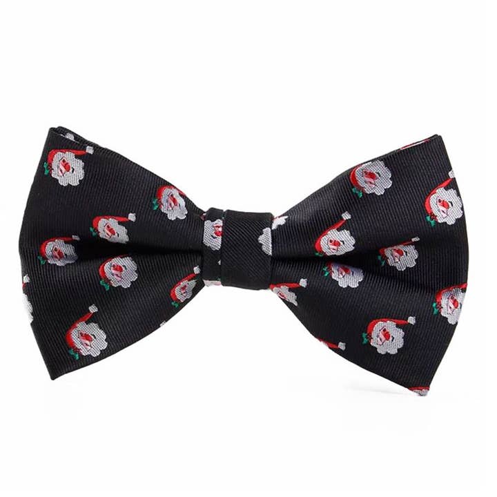 Bowtie "Black with Santa Claus" for wholesale by Snazzy Santa