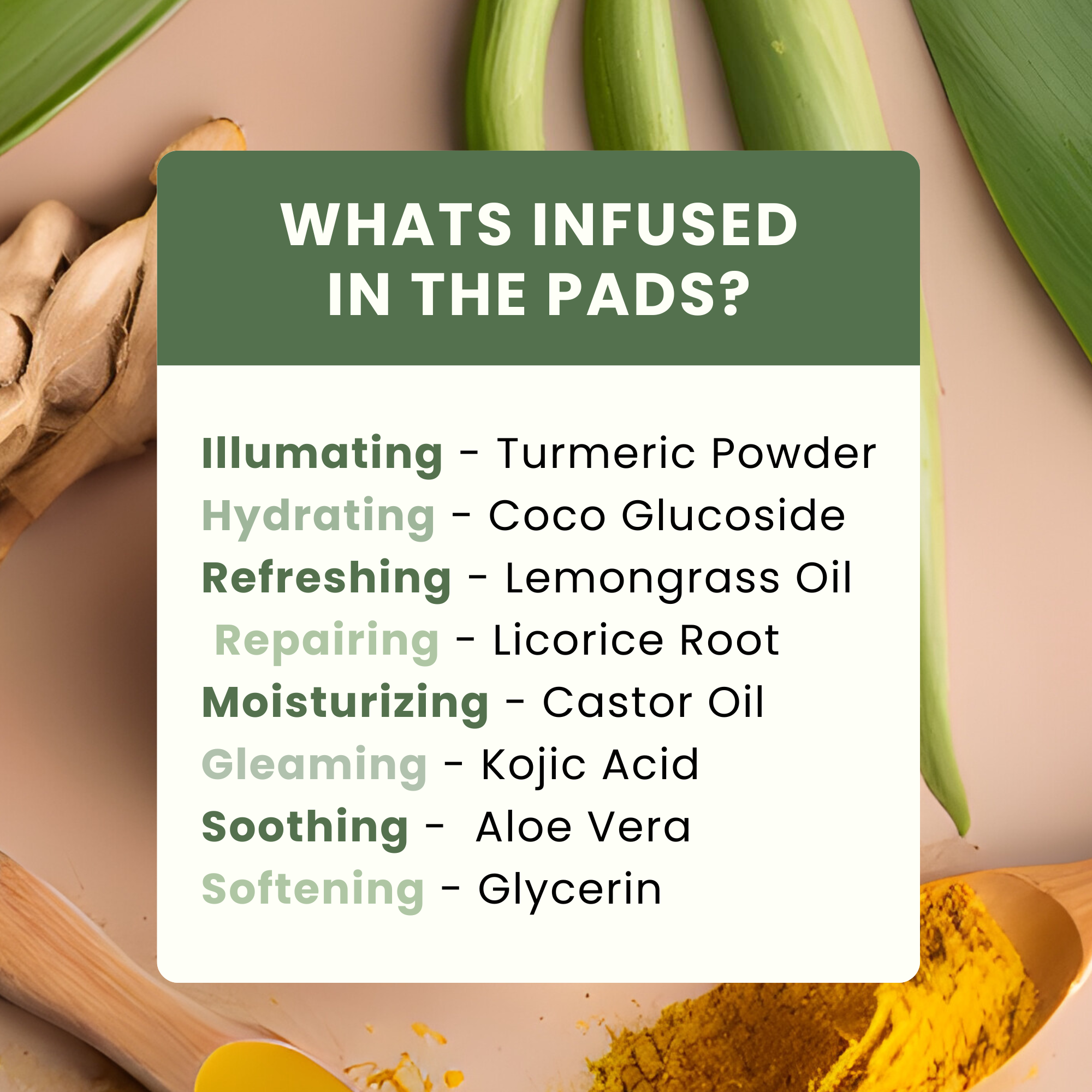 Olahoni Co - Wholesale Facial Cleanser - Thick Turmeric & Kojic Acid Finger Pads (30 Count)6