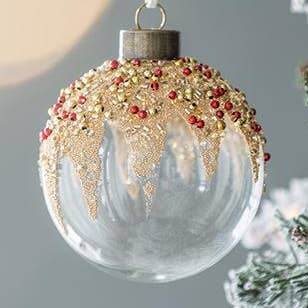 D3" Glass Xmas Ball Ornament - White/Brown for wholesale by A&B Home Group Inc.