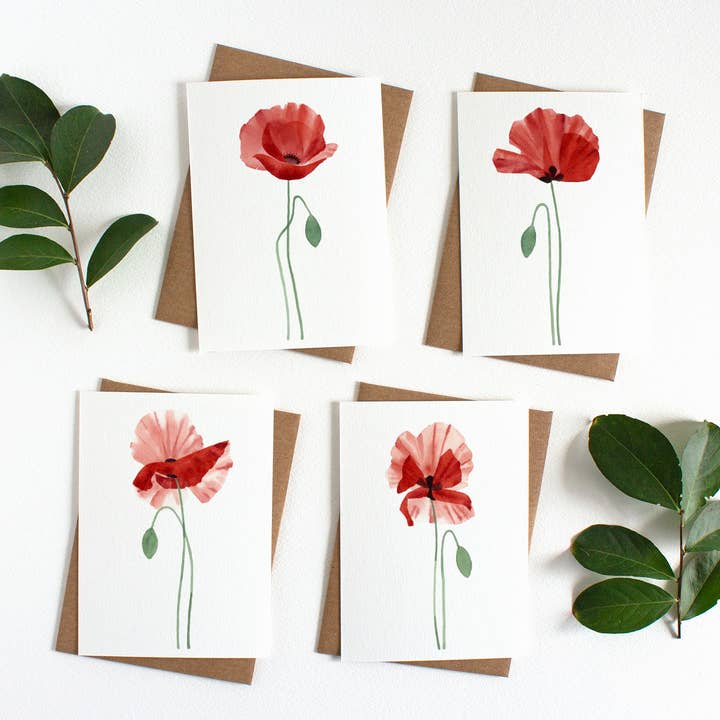 Wild Poppies Notecard Set - Box Set of 12 for wholesale by May We Fly
