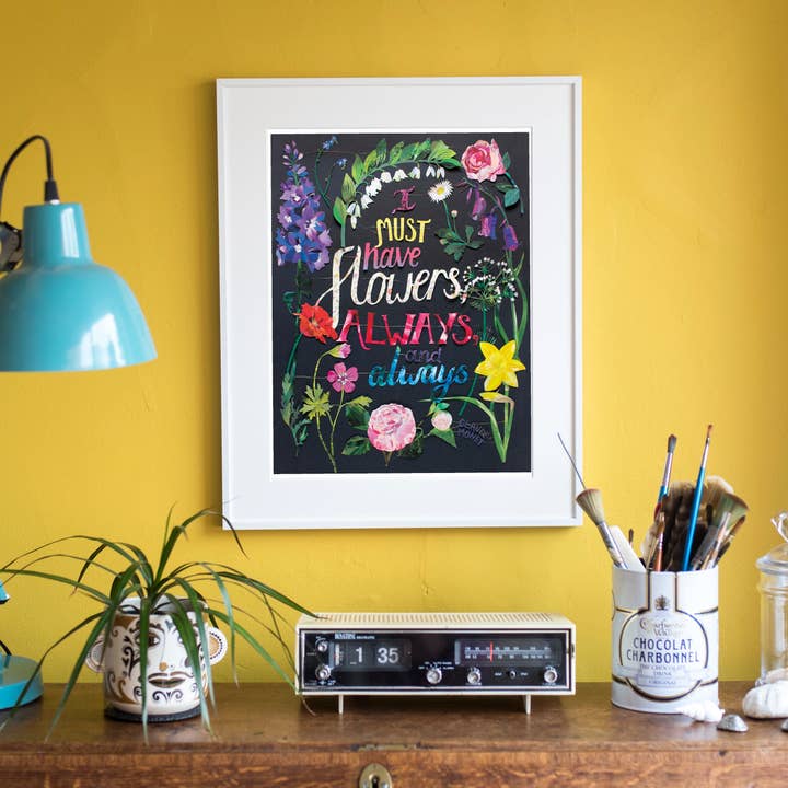 I Must Have Flowers - Monet Quotation Print for wholesale by Kate Slater