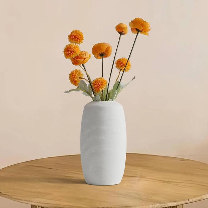 Vaso de Porcelana Branco Feito à Mão para Flores Decoração Elegante para Casa por atacado de Alijie Design