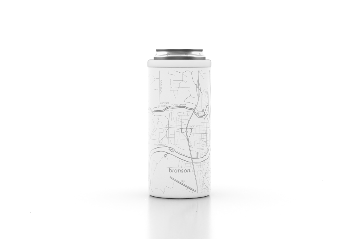 Well Told - Wholesale Drink Huggers & Koozies - CUSTOM ETCHED - U.S. City / Town Map - Slim Can Cooler -12oz0