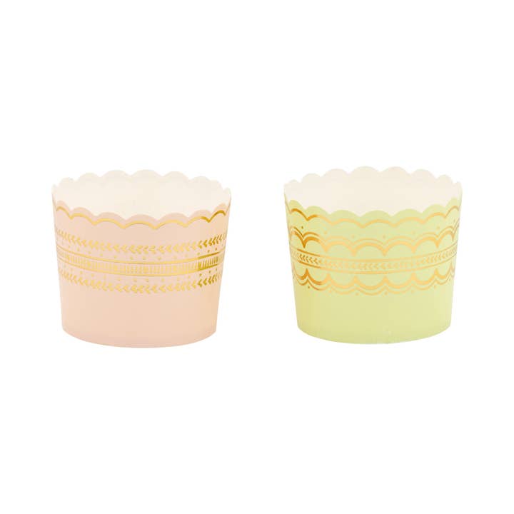 PLCC2038x - Pink and Green Delicate Border Foiled Baking Cup for wholesale by My Mind’s Eye