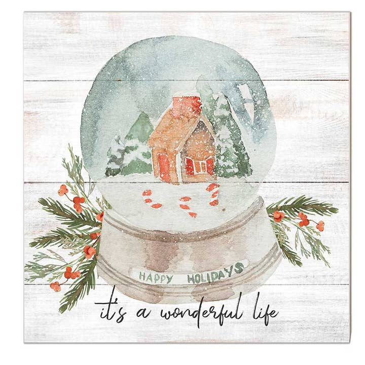 10x10 It's A Wonderful Life Snow Globe Sign for wholesale by Kindred Hearts