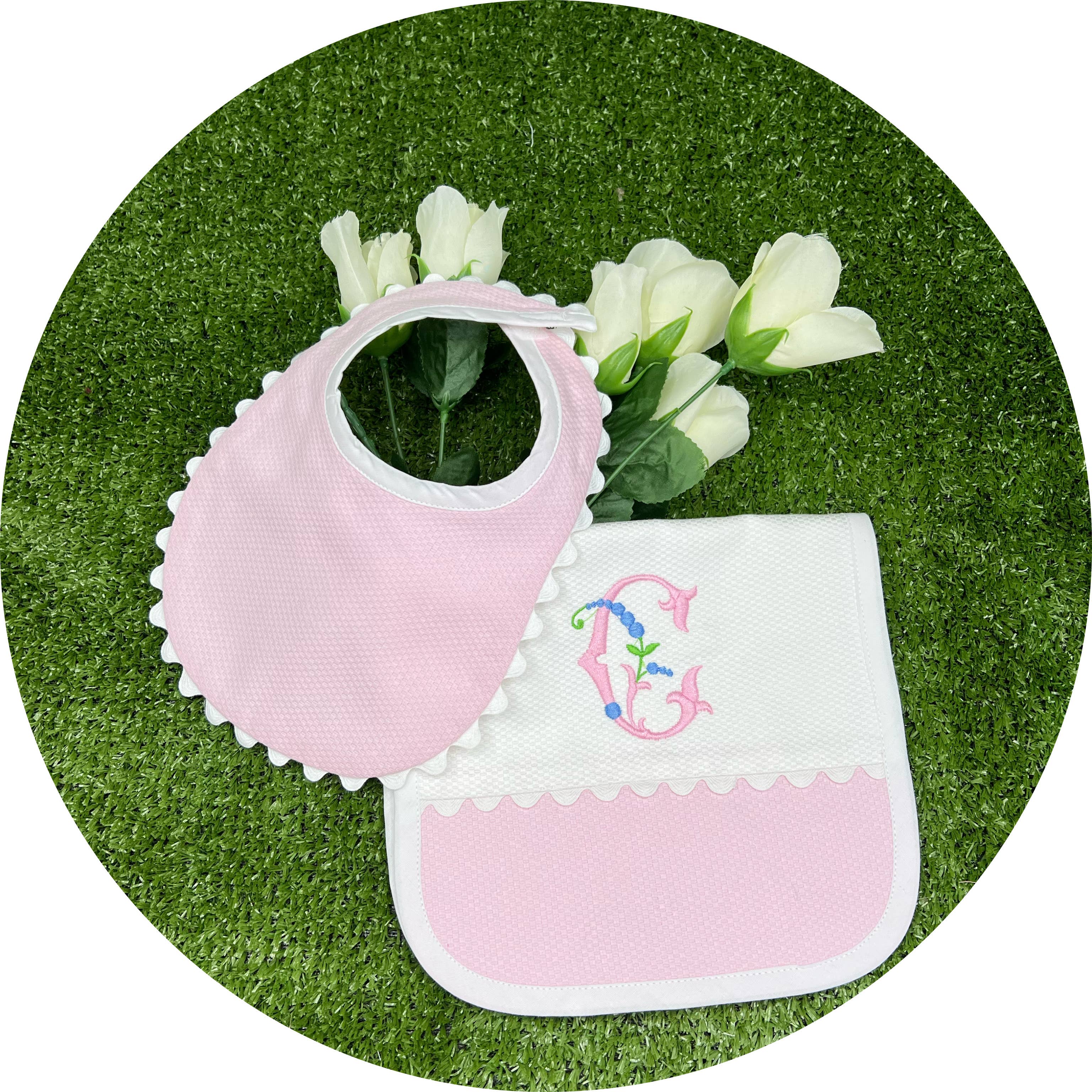 THE ROYALTY COLLECTION - Wholesale Slabbetje - Baby - Roze katoenen piqué-collectie met bies15