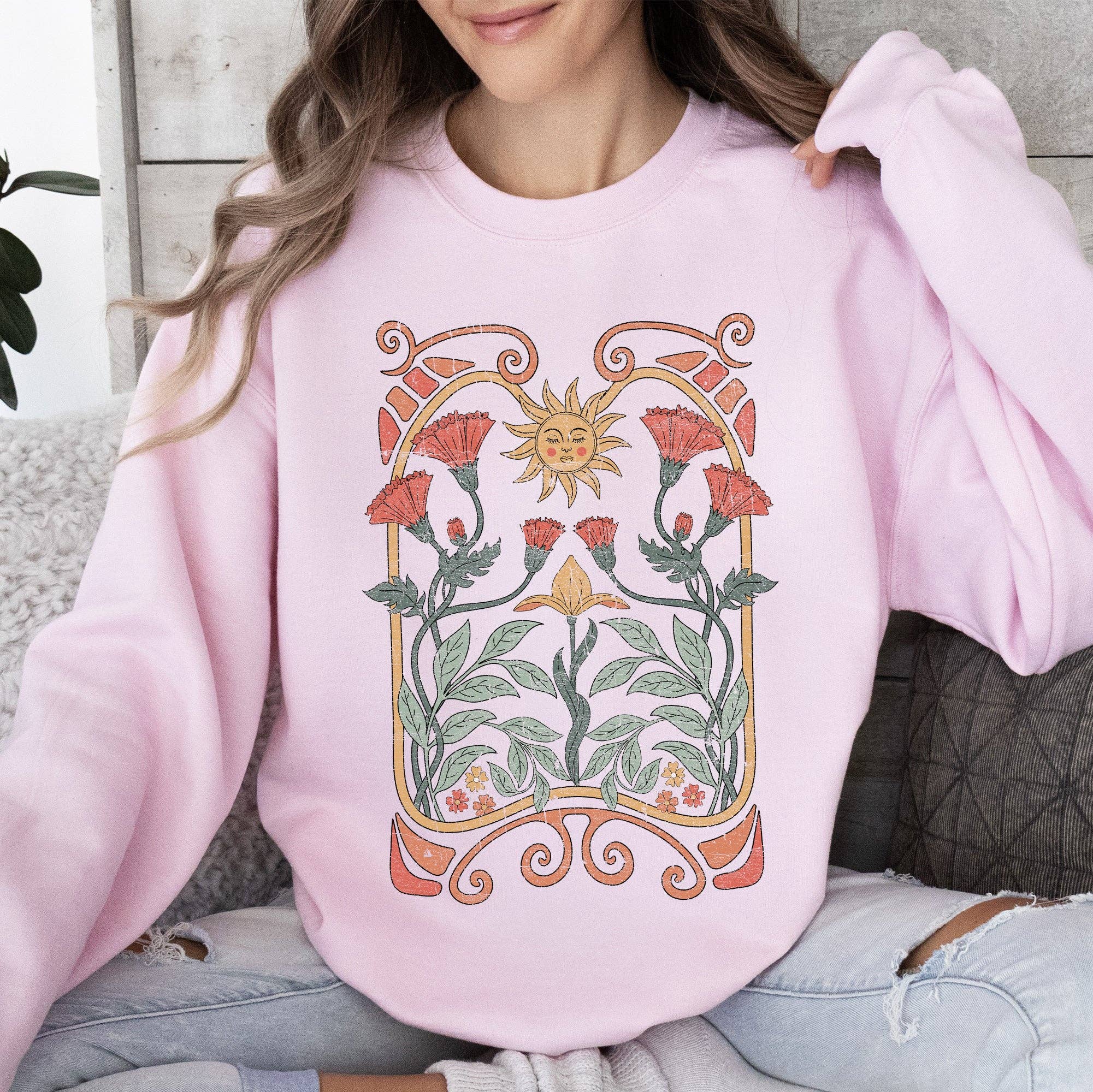Refinery Number One LLC - Venta al por mayor Sudadera estampada - Mujer - Sudadera colorida con diseño Art Deco de estilo Art Nouveau celestial1
