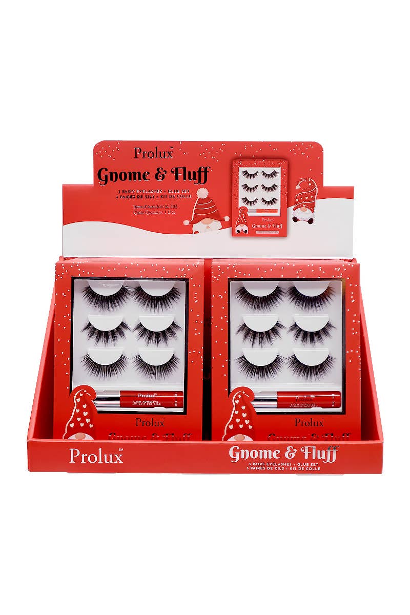 PINEAPPLE Beauty - Wholesale False/Fake Eyelashes - Prolux K-303 Gnome & Fluff 3 pairs Eyelashes + Glue Set - 121