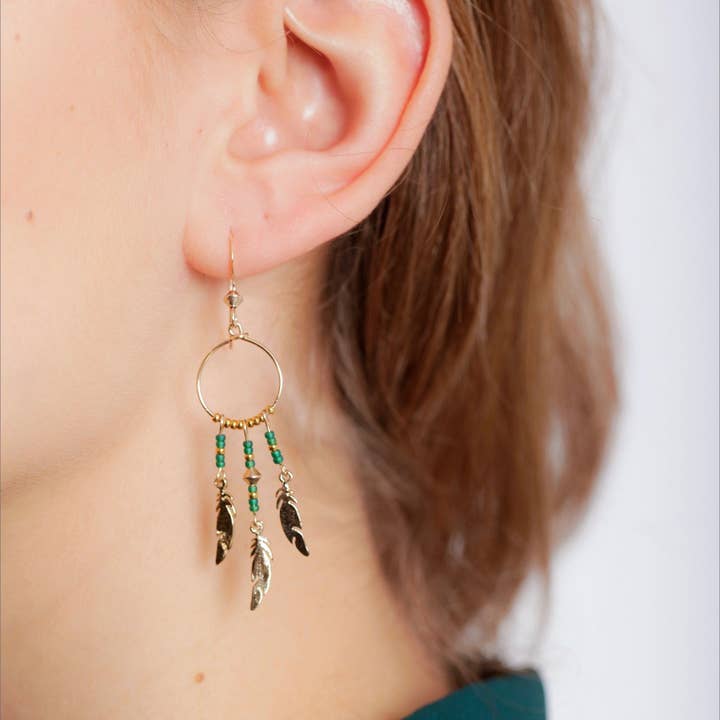 Emerald Green Indie Earrings for wholesale by C'cedille