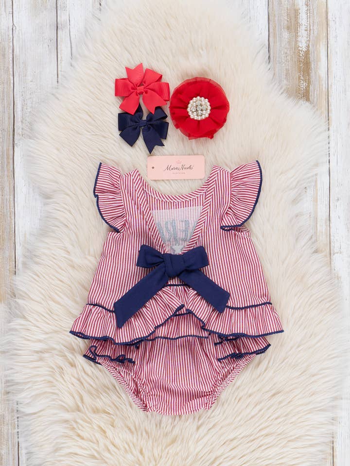Marie Nicole Clothing - Wholesale Clothing Set - Baby - Red "America, Y'all" Bloomers Outfit