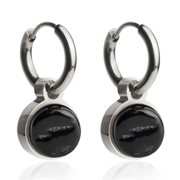 Mix & Match Creolen mit Anhänger • Silber/Onyxschwarz• 12mm für den Großhandel von ALEXASCHA