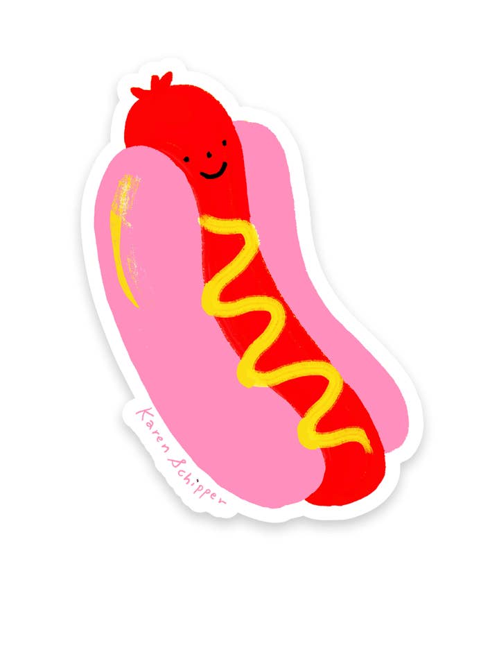 Hot Dog Sticker for wholesale by Karen Schipper