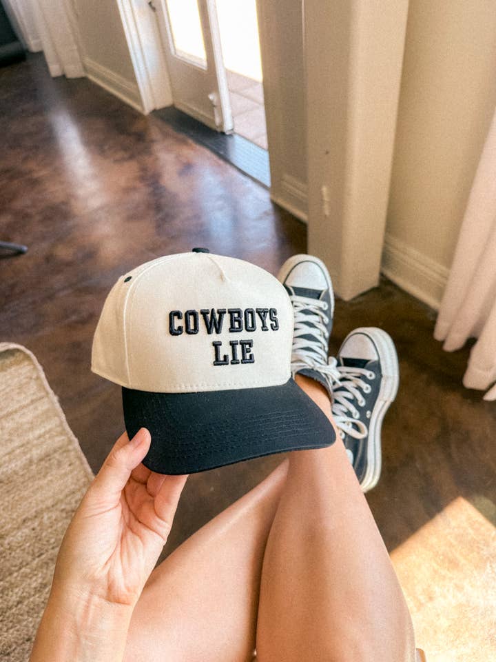 Cowboys Lie Canvas Trucker Hat Embroidered for wholesale by DigitalxCowgirl